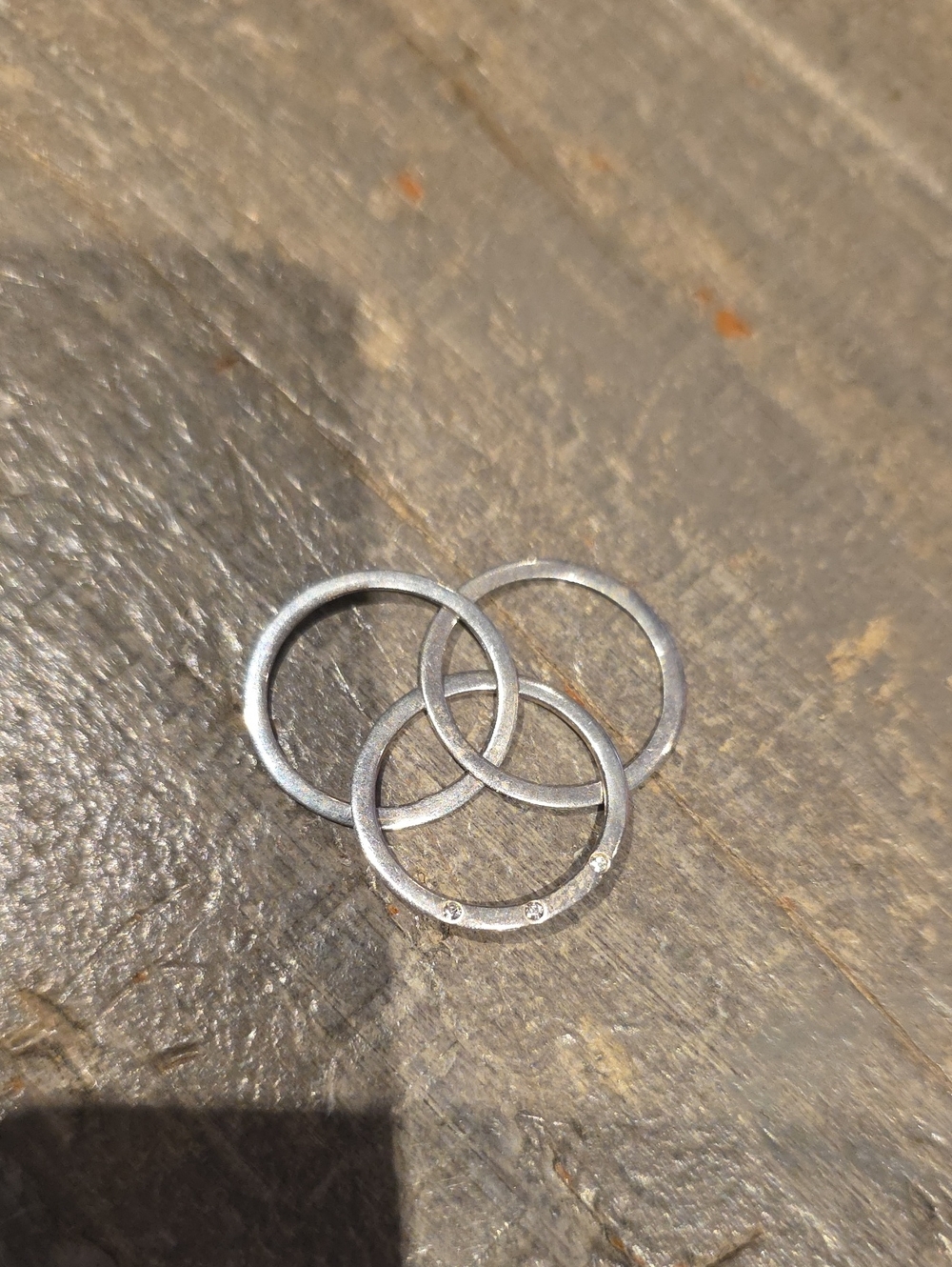 Silver Triple Interlock Ring Set - Silver Pedant